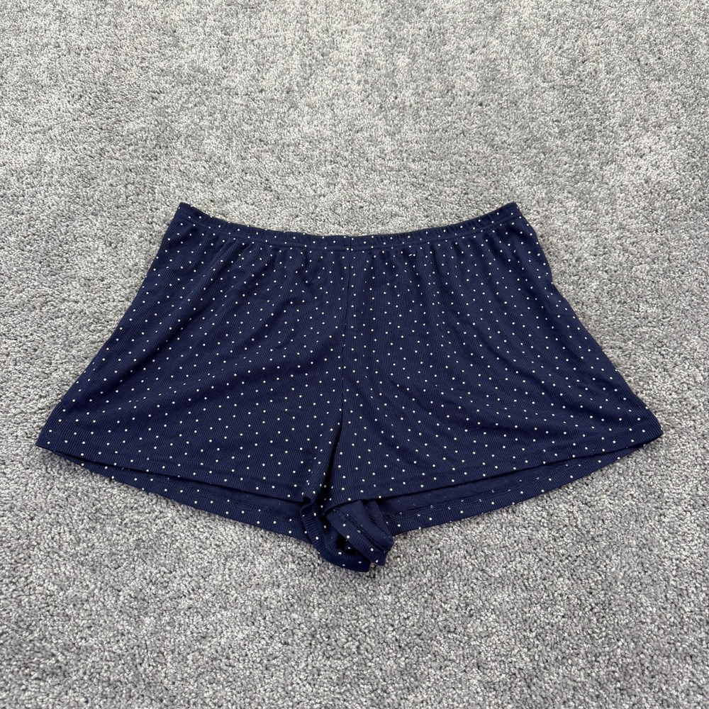 Primark Pajama Shorts Womens L Navy Polka Dot Ribbed